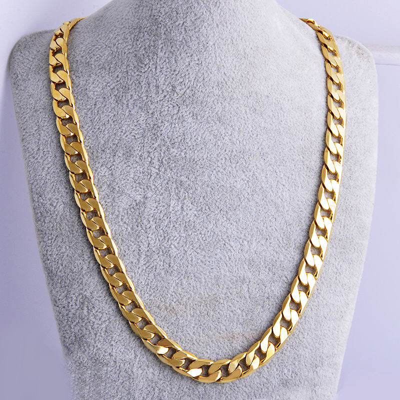 Figaro Chunky Tank Chain Necklace - 18K Gold Plated