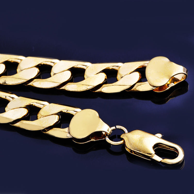 Figaro Chunky Tank Chain Necklace - 18K Gold Plated