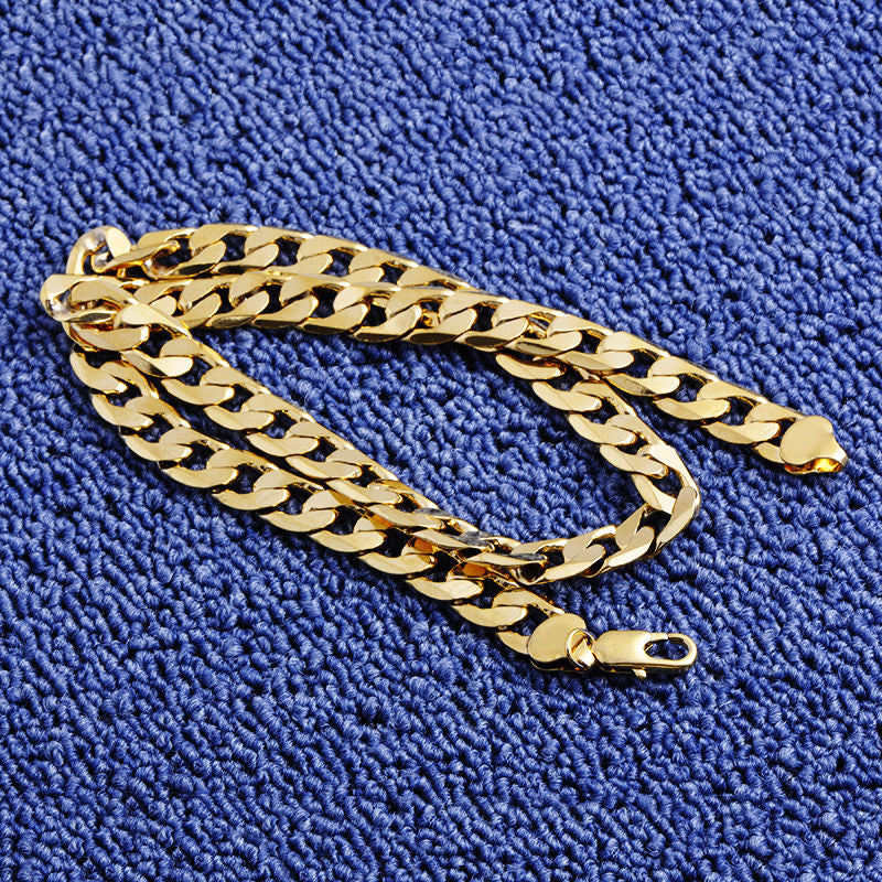 Figaro Chunky Tank Chain Necklace - 18K Gold Plated